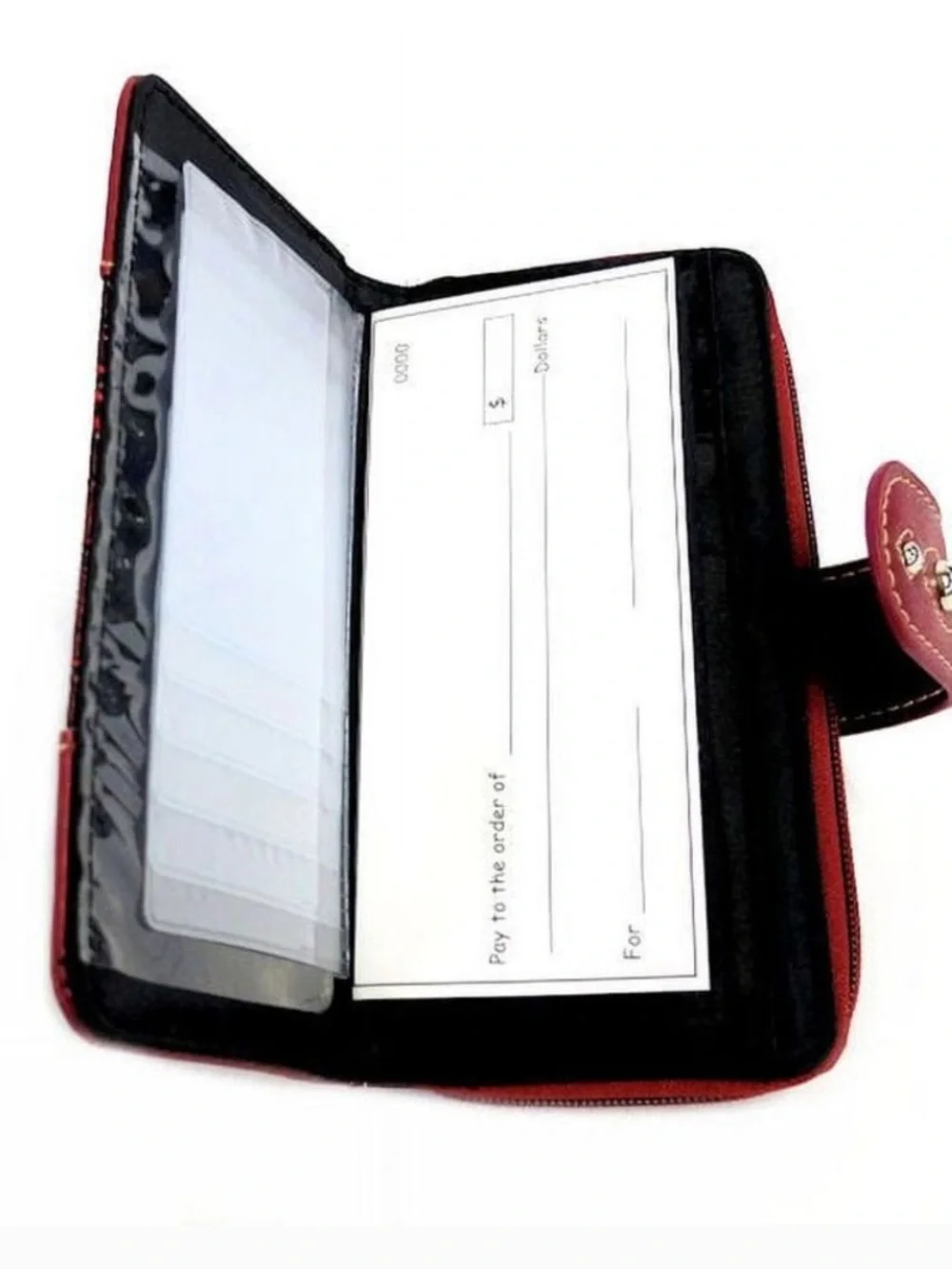 Others Follow Red Embossed Leather Wallet with Stud Accents
